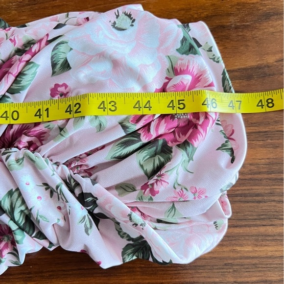 Pink Floral Off Shoulder Ruched Maternity Midi Dress size 6 - Picture 14 of 16